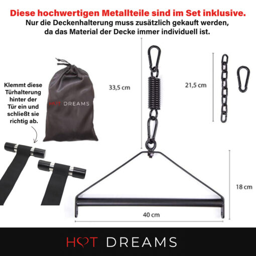 HOT DREAMS® Premium Liebesschaukel Sex für die Decke Komplettset inkl. Augenbinde, Sexschaukel für Paare Spezialanfertigung extra robust/breit – Bild 4