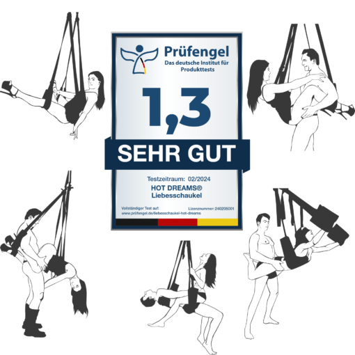 HOT DREAMS® Premium Liebesschaukel Sex für die Decke Komplettset inkl. Augenbinde, Sexschaukel für Paare Spezialanfertigung extra robust/breit