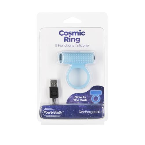 Cosmic Vibrierender Penisring - Glow-in-the-Dark-Blau – Bild 5