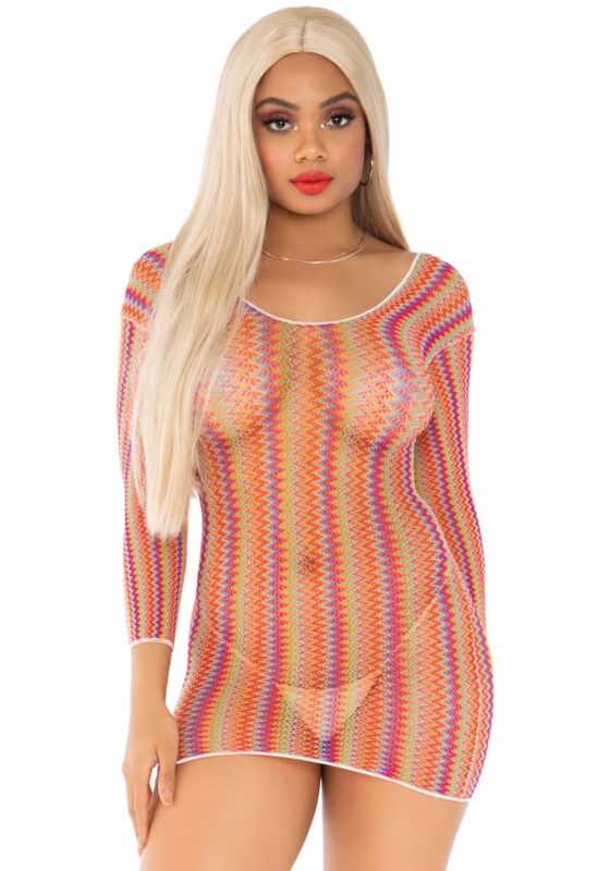 Mehrfarbiges Zickzack-Minikleid – Bild 3